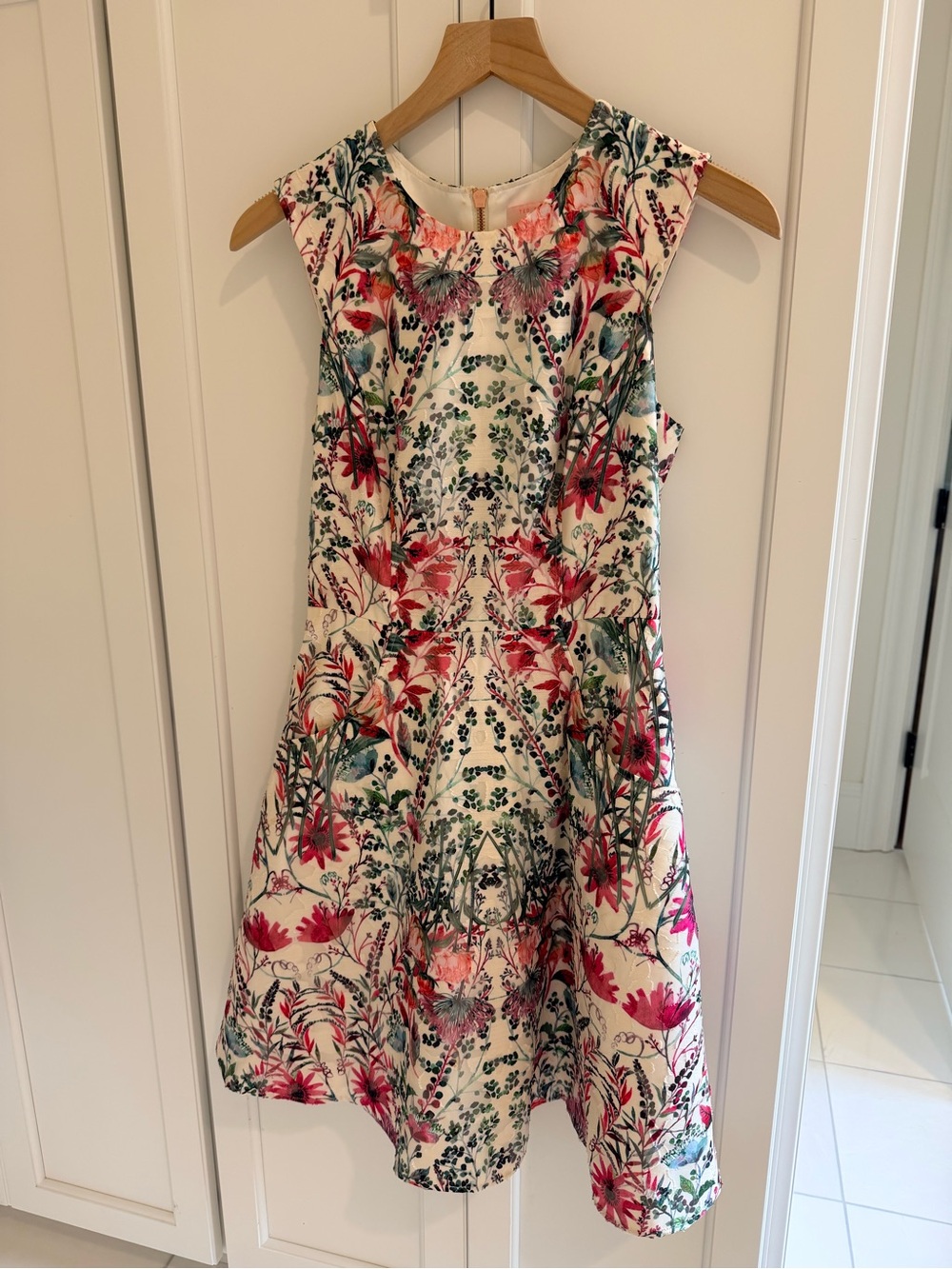 Ted Baker White Floral Fit-and-Flare Mini Dress